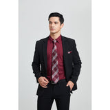 Men's Shirt with Tie Handkerchief Set - 06-DARK RED/MAROON