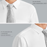 Men's Shirt with Tie Handkerchief Set - WHITE/SILVER TIE