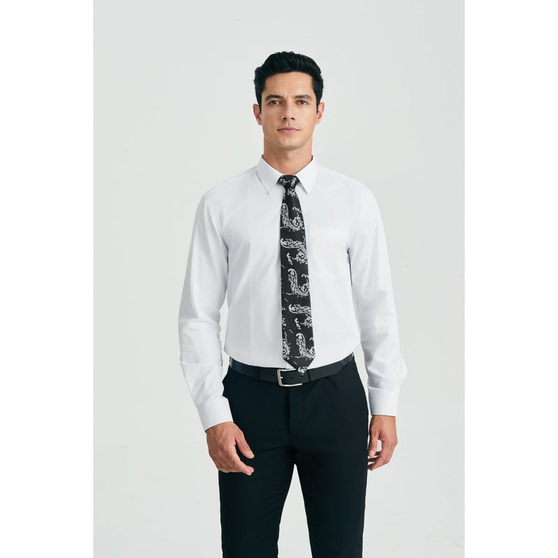 Men's Shirt with Tie Handkerchief Set - WHITE/PAISLEY