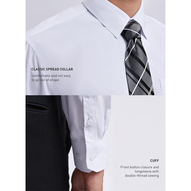 Men's Shirt with Tie Handkerchief Set - WHITE