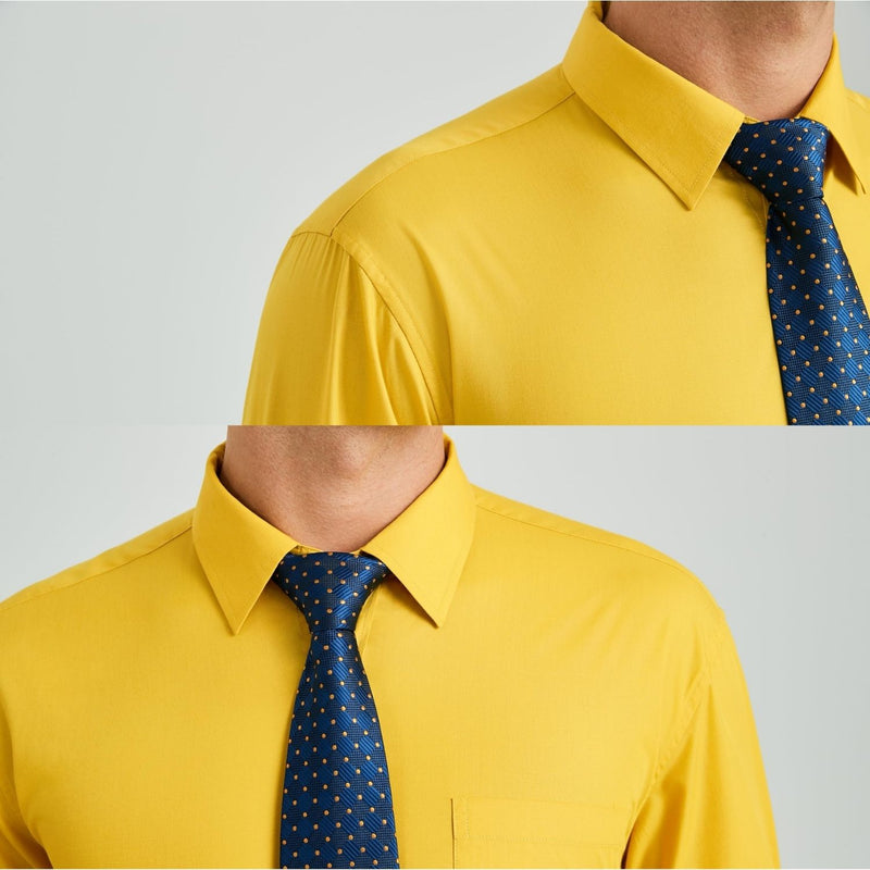 Men's Shirt with Tie Handkerchief Set - YELLOW