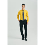 Men's Shirt with Tie Handkerchief Set - YELLOW