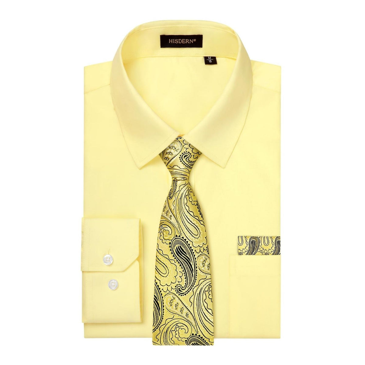 green emerald velvet dress Hisdern Wrinkle-Resistant Light Yellow Dress Shirt and Paisley Tie S