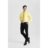 Men's Shirt with Tie Handkerchief Set - LIGHT YELLOW/GOLD