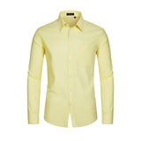 Men's Dress Shirt with Pocket - Y-LIGHT YELLOW