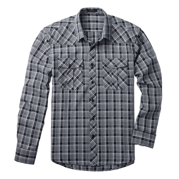 Men's Long Sleeve Plaid Shirt - BLACK/NAVY