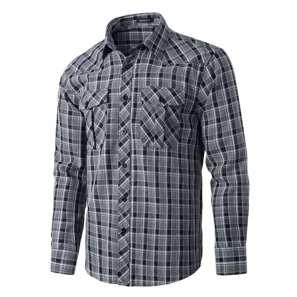 Men's Long Sleeve Plaid Shirt - BLACK/NAVY