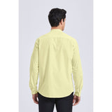 Men's Pale Yellow Grandad Collar Shirt Wedding Regular Fit with Pocket