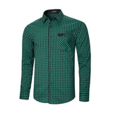 Men's Casual Long Sleeve Plaid Shirt - D-GREEN