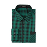 Men's Casual Long Sleeve Plaid Shirt - D-GREEN