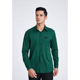 Men's Casual Long Sleeve Plaid Shirt - D-GREEN