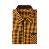 Men's Casual Long Sleeve Plaid Shirt - C-YELLOW