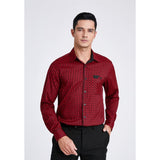 Men's Casual Long Sleeve Plaid Shirt - A-RED