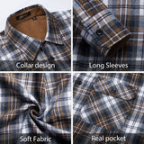 Plaid Men's Flannel Shirt With Pockets - 7N-BROWN/NAVY-3