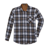 Plaid Men's Flannel Shirt With Pockets - 7N-BROWN/NAVY-3