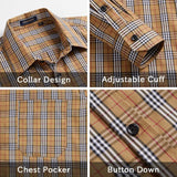 Men's Casual Long Sleeve Plaid Shirt - BROWN