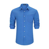 Men's Long Sleeve Azul Casual Linen Shirts for Summer Beach