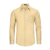 Men's Long Sleeve Beige Casual Linen Shirts for Summer Beach