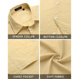 Men's Long Sleeve Beige Casual Linen Shirts for Summer Beach
