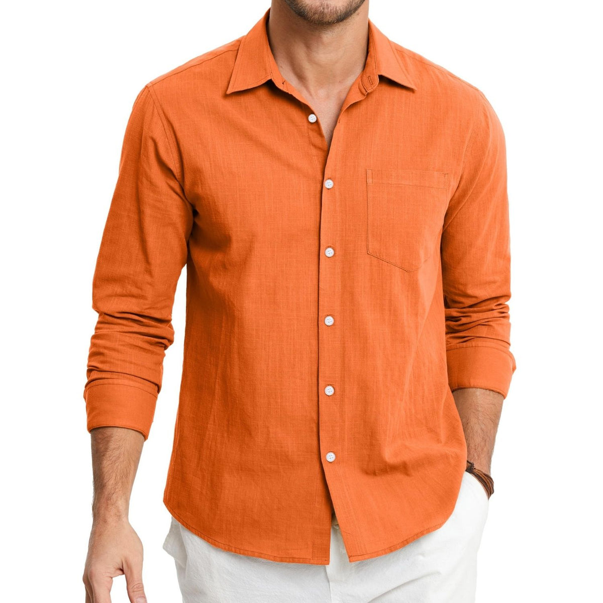 men's slim fit orange dress shirt Men's Slim Fit Solid Color Dress Shirt (Coral) Coral / Medium/15-15.5 Neck/32-33 Sleeve