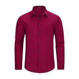 Men's Long Sleeve Red Casual Linen Shirts for Summer Beach