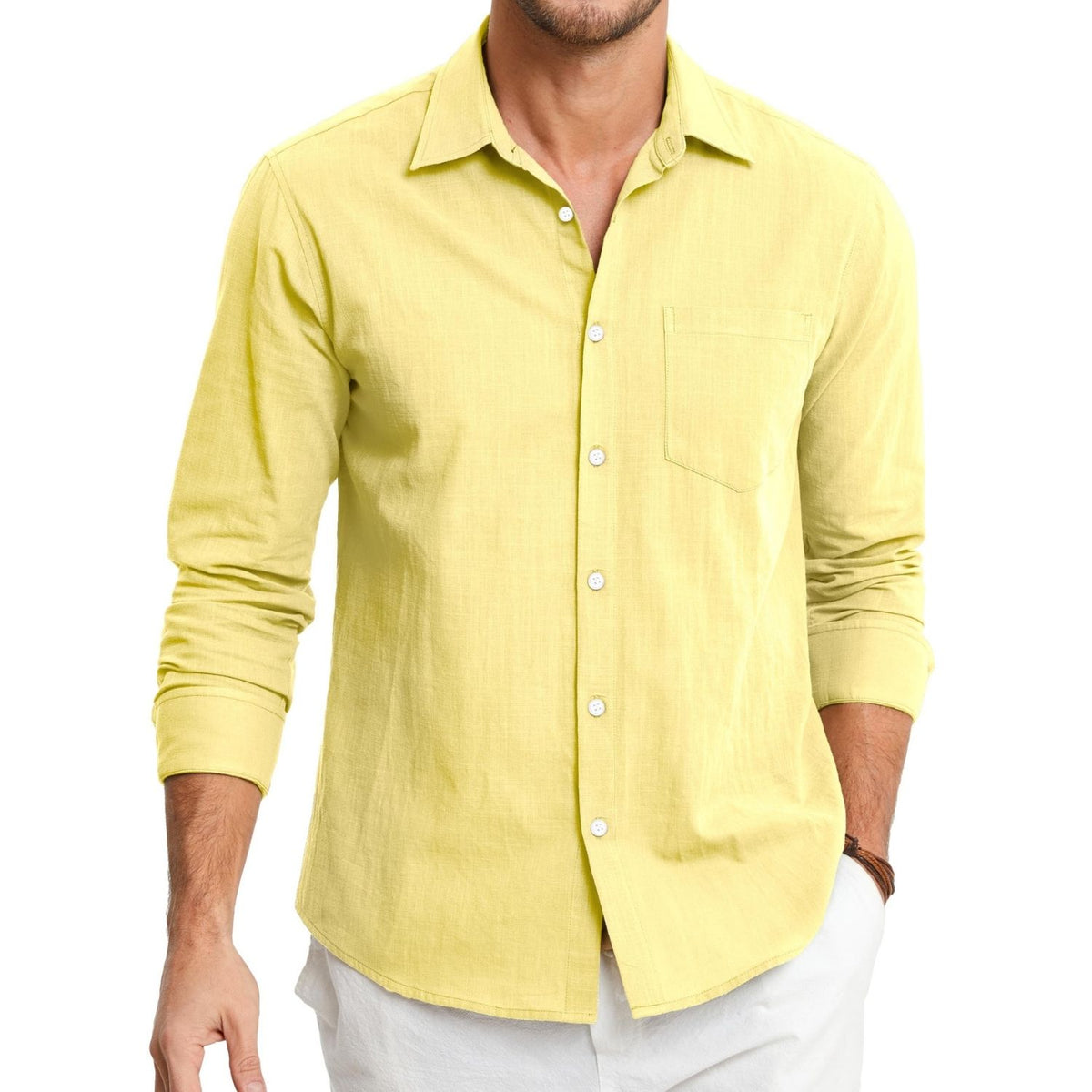 long sleeve yellow dress shirt Men's Charles Tyrwhitt Button-Down Stretch Washed Oxford Shirt Lemon Yellow Size Medium Cotton