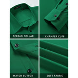 Hisdern Men's Stretch Wrinkle Free Dress Shirts Long Sleeve Non-Iron Green for Work