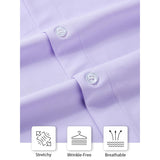 Hisdern Men's Stretch Wrinkle Free Dress Shirts Long Sleeve Non-Iron Lavender for Work