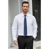 Hisdern Men's Stretch Wrinkle Free Dress Shirts Long Sleeve Non-Iron White for Work