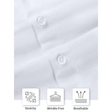 Hisdern Men's Stretch Wrinkle Free Dress Shirts Long Sleeve Non-Iron White for Work