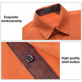 Men's Patchwork Dress Shirt with Pocket - ORANGE