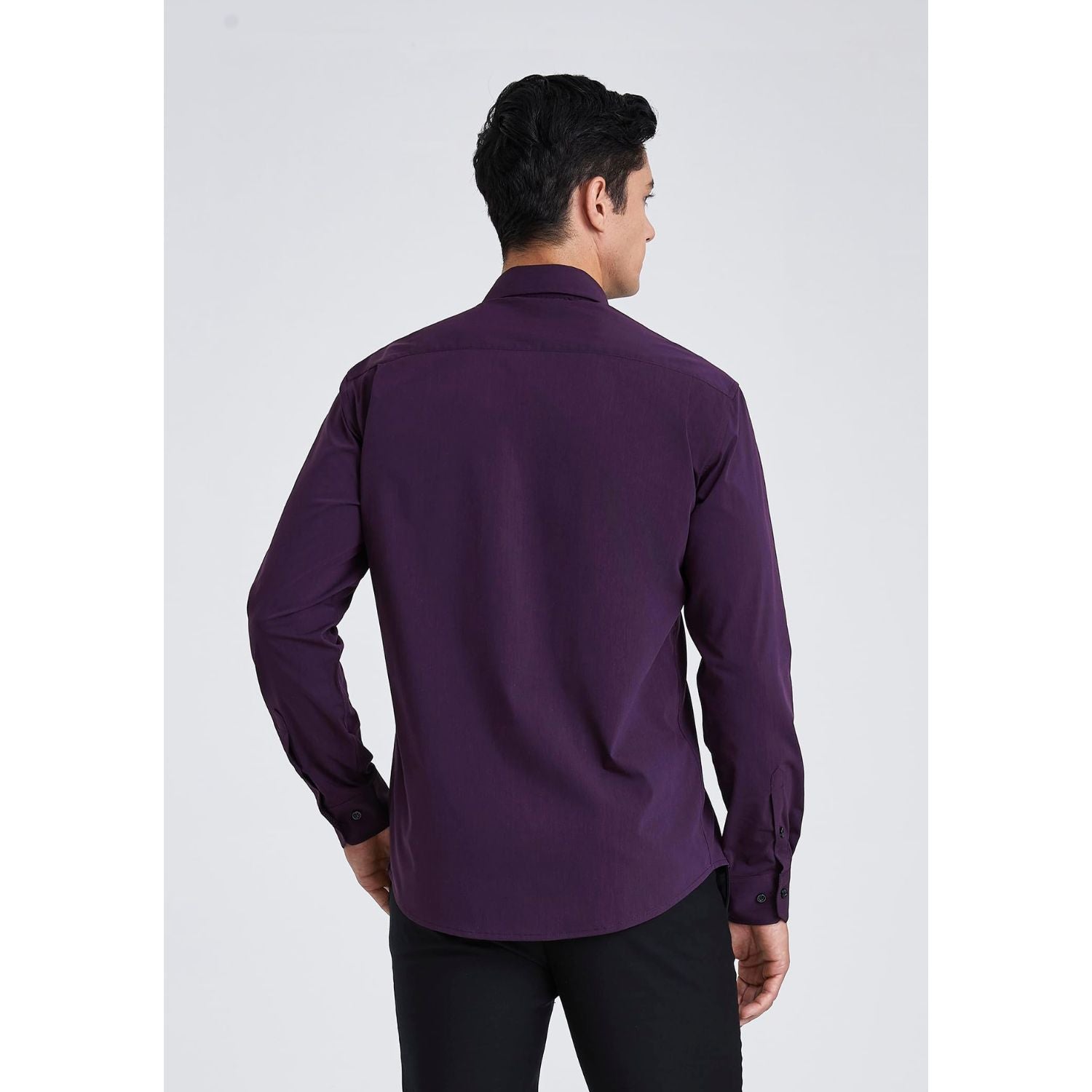 Hisdern Men's Purple Splicing Dress Shirt For Office Wear