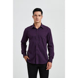 Men's Patchwork Dress Shirt with Pocket - DARK PURPLE/PAISLEY