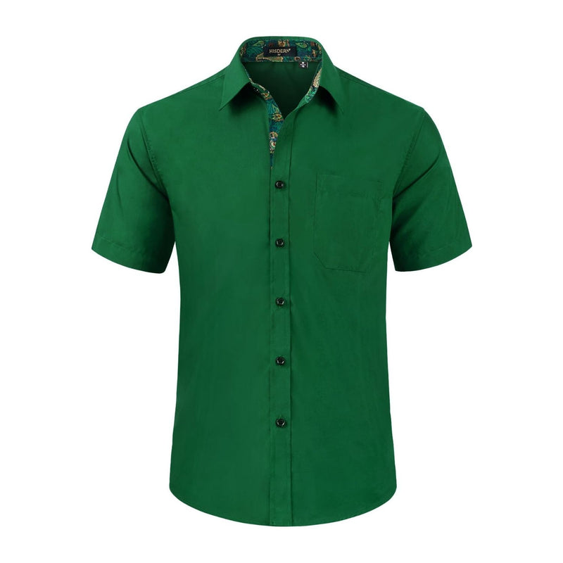 Men's Short Sleeve Shirt with Pocket - A1-GREEN1