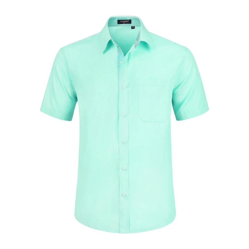 Men's Short Sleeve Shirt with Pocket - A1-GREEN2