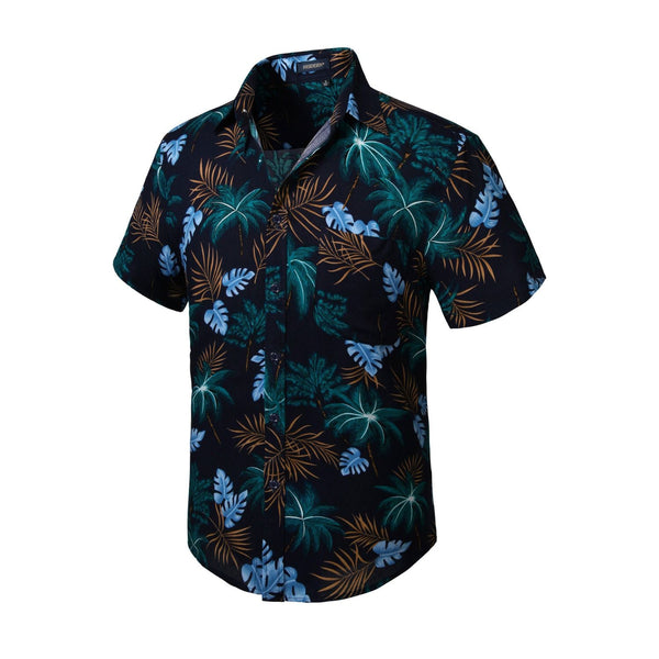 Hisdern Vintage Palm Tree Hawaiian Wedding Shirt