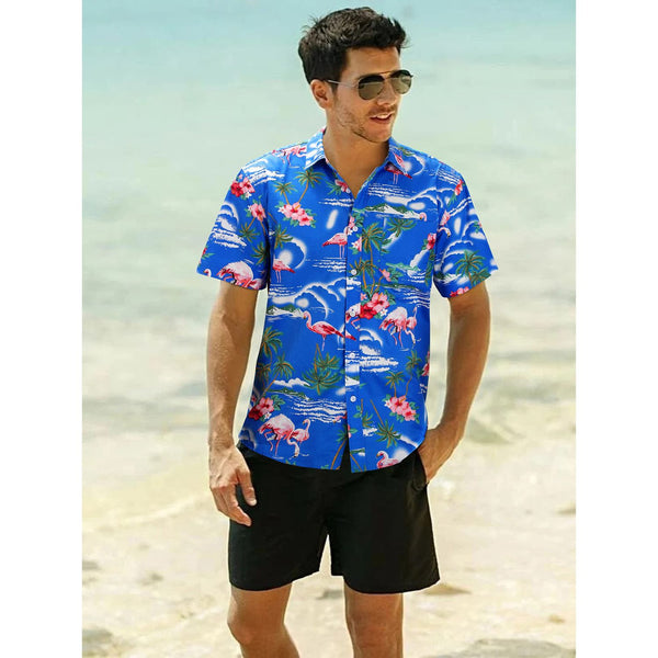 Funky Hawaiian Shirts with Pocket - BLUE