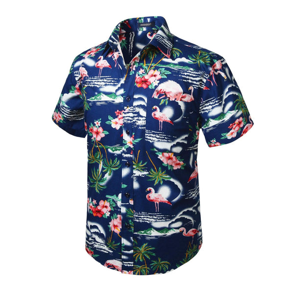 Funky Hawaiian Shirts with Pocket - NAVY BLUE-1