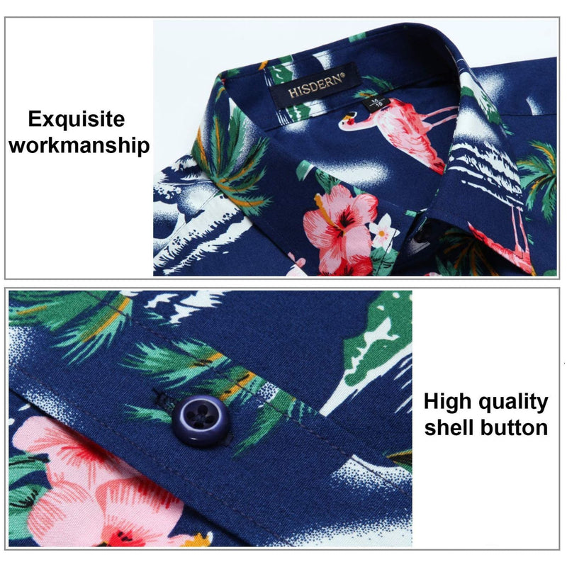Funky Hawaiian Shirts with Pocket - NAVY BLUE-1