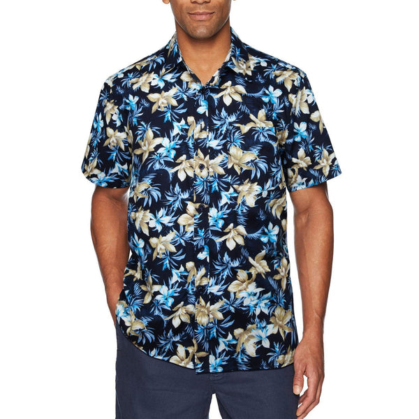 Funky Hawaiian Shirts with Pocket - NAVY BLUE-2