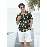 Funky Hawaiian Shirts with Pocket - A4-BLACK YELLOW