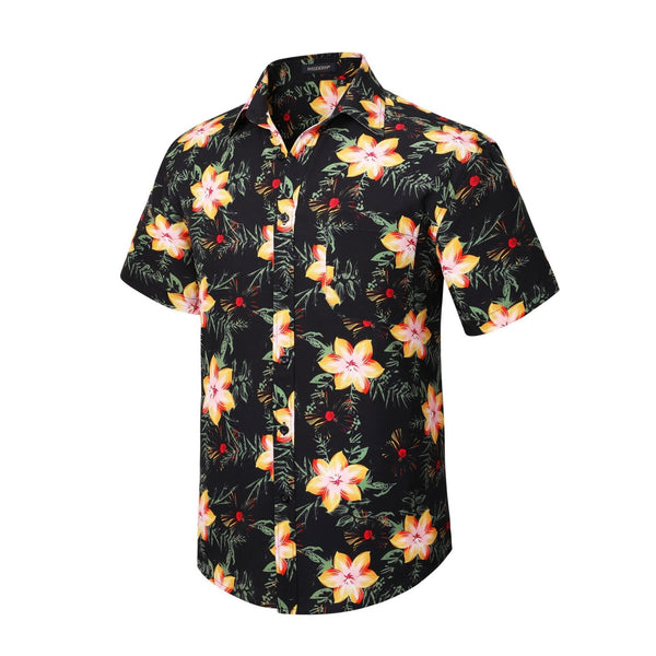 Funky Hawaiian Shirts with Pocket - A4-BLACK YELLOW