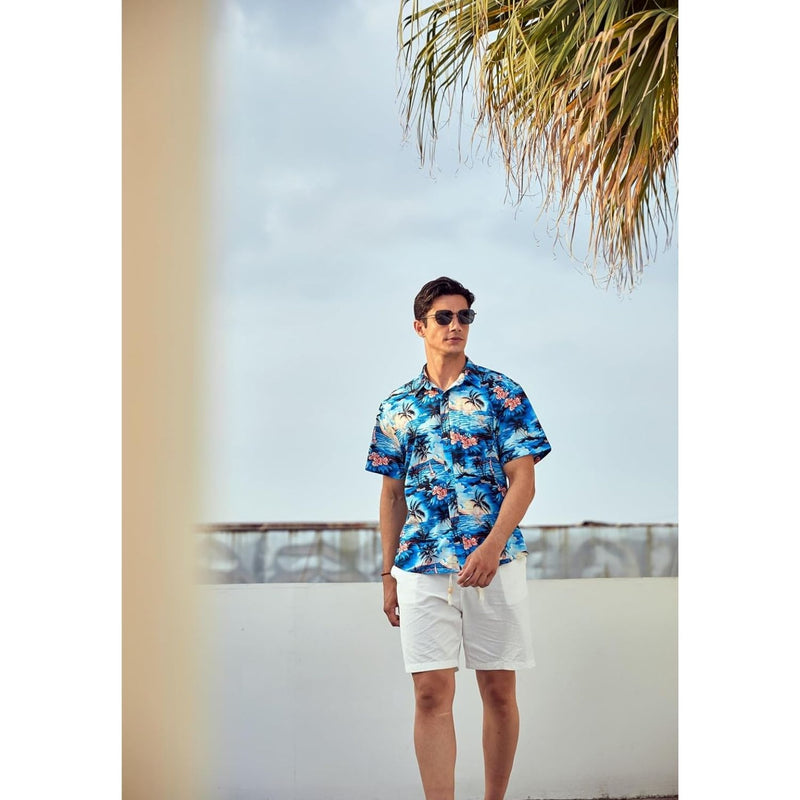 Funky Hawaiian Shirts with Pocket - A3-BLUE