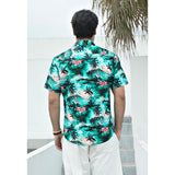 Funky Hawaiian Shirts with Pocket - 11-GREEN/PINK