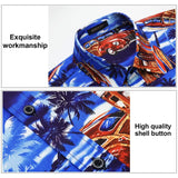 Funky Hawaiian Shirts with Pocket - 12-BLUE/BROWN