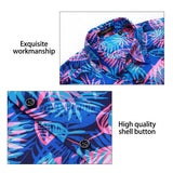 Funky Hawaiian Shirts with Pocket - A6-BLUE PINK