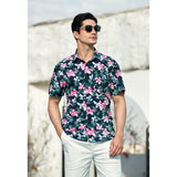 Funky Hawaiian Shirts with Pocket - 14-BLACK\PINK