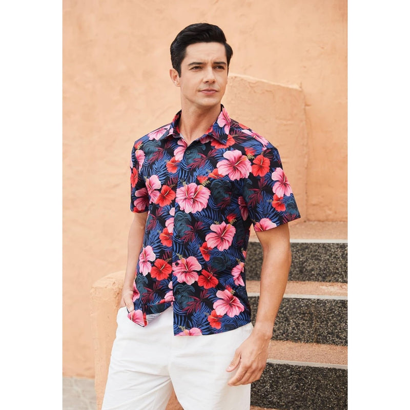 COOFANDY Hawaiiaans Overhemd Zomer Korte Mouwen vrije tijd Overhemd Linnen Overhemden Heren Strandshirt B-Palmblad XXXL COOFANDY Hawaiiaans Overhemd Zomer Korte Mouwen vrije tijd Overhemd Linnen Overhemden Heren Strandshirt B-Palmblad XXXL