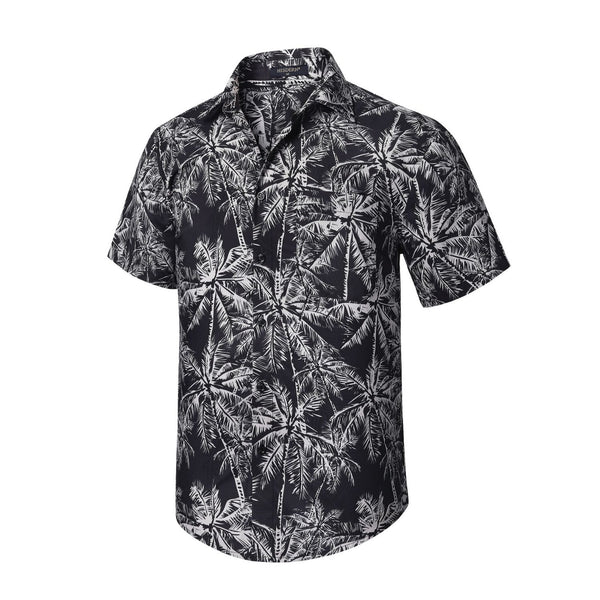 Funky Hawaiian Shirts with Pocket - A2-BLACK
