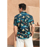 Funky Hawaiian Shirts with Pocket - 13-BLACK FLORAL